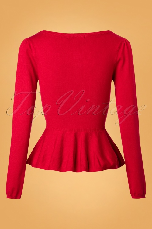 Collectif Clothing - Jenni Peplum-trui in rood 3