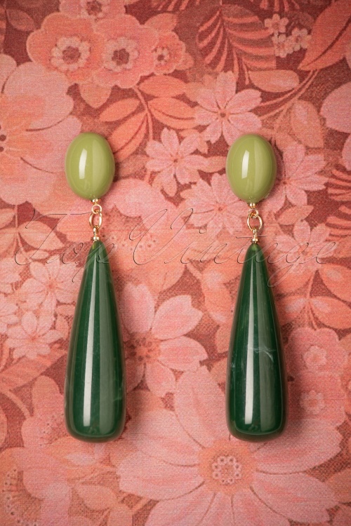 Day&Eve by Go Dutch Label - 60s Jayne Earrings in Green