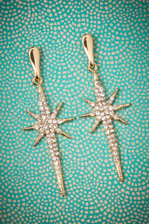 Collectif Clothing - Estelle Glitz Earrings Années 50 en Doré