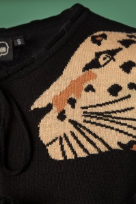 Vixen - Natalia Leopard Sleeve Sweater Années 50 en Noir 3