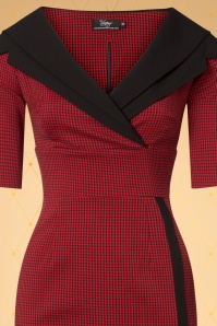 Vintage Diva  - The Greta Pencil Dress in Red and Black Gingham 5