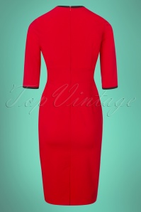 Glamour Bunny - 50s Karen Sleeved Pencil Dress in Red 5