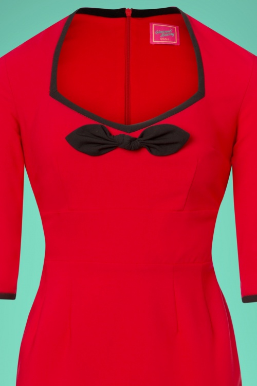 Glamour Bunny - 50s Karen Sleeved Pencil Dress in Red 4