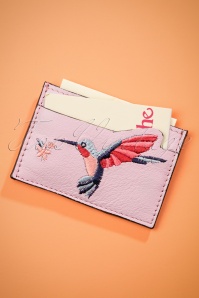 Louche - Hazel Hummingbird Leather Cardholder Années 50 en Lilas 3