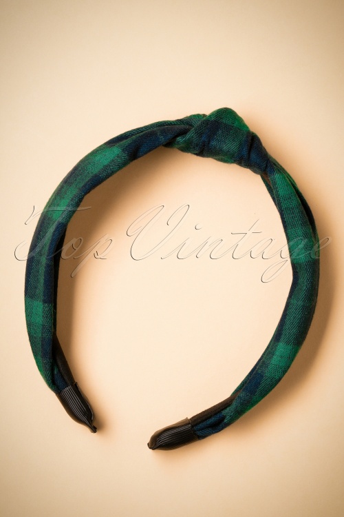 Darling Divine - Tartan-Haarband in Grün und Marineblau
