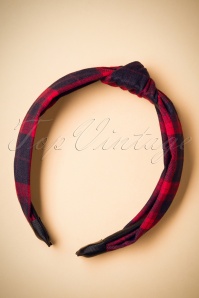 Darling Divine - Tartan-Haarband in Rot und Marineblau