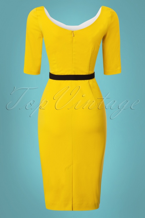 60s Jacky Pencil Dress in Yellow