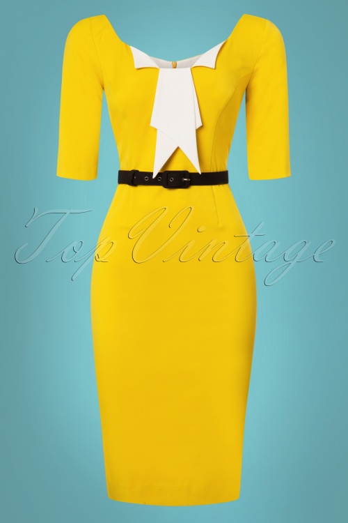 Glamour Bunny - Jacky Pencil Dress Années 60 en Jaune 3