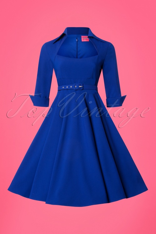 Glamour Bunny - 50s Lorelei Swing Dress in Royal Blue 4