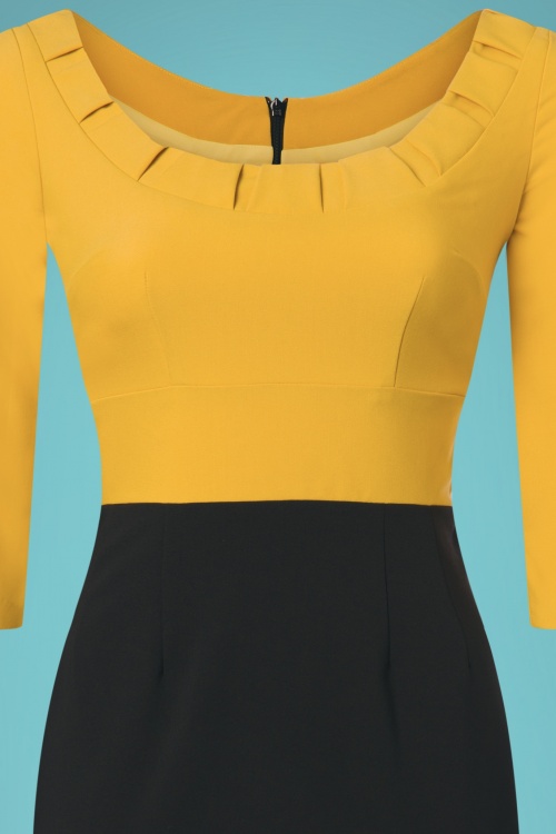 Glamour Bunny - 60s Christie Pencil Dress in Black and Yellow 4