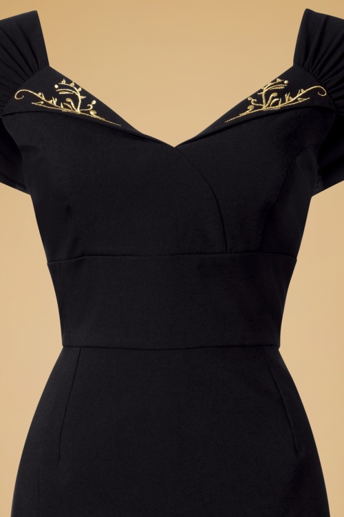 Glamour Bunny - 50s Ruby Pencil Dress in Black 4