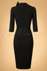 Vintage Diva  - The Maxine Bow Pencil Dress in Black 8