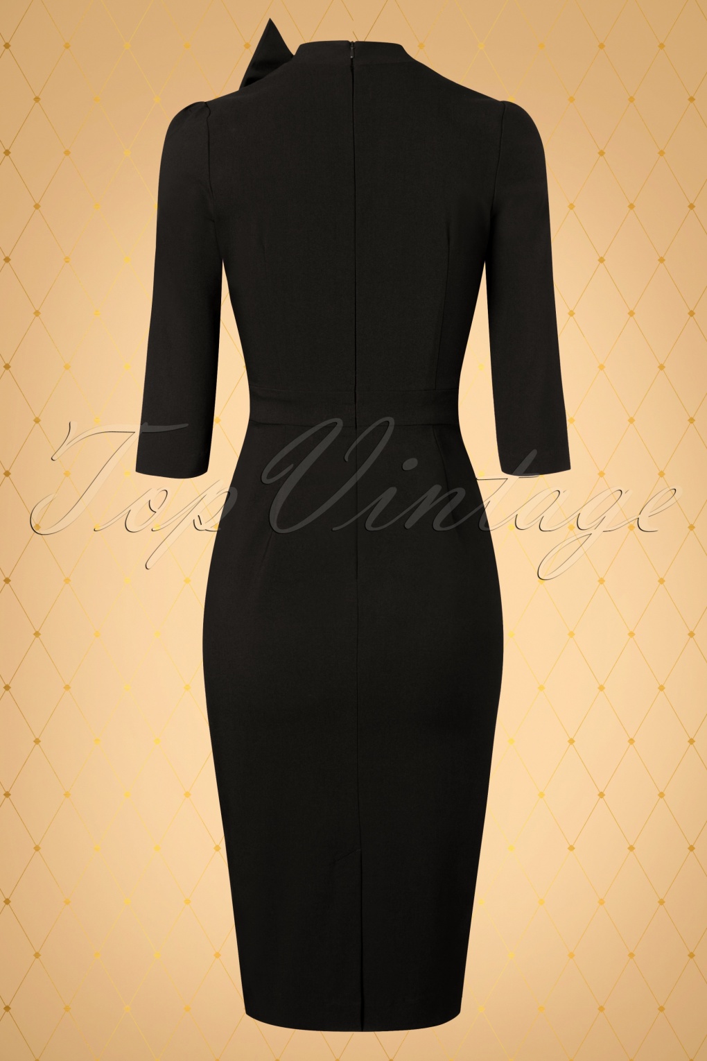 The Maxine Bow Pencil Dress in Black