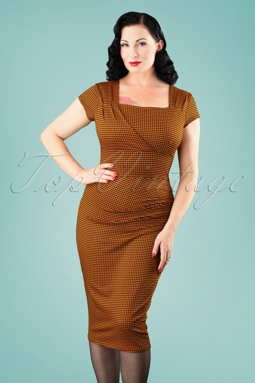 Vintage Chic for Topvintage - 50s Laila Gingham Pencil Dress in Amber