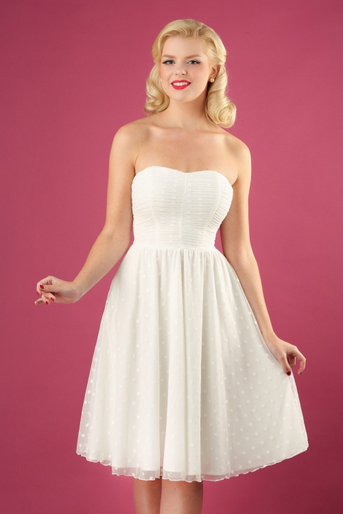 Steady Clothing - 50s Winnie Special Occasion Strapless Gown in Off White