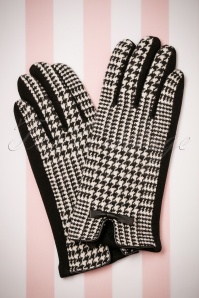 Darling Divine - Houndstooth Gloves Années 50 en Noir et Blanc