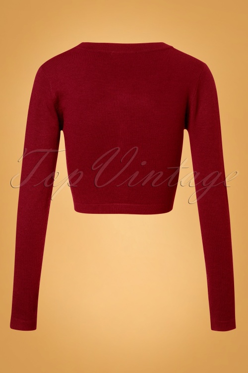 Collectif Clothing - 50s Kimberley Knitted Cardigan in Burgundy 3