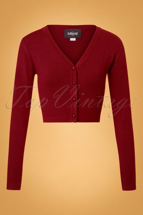 Collectif Clothing - 50s Kimberley Knitted Cardigan in Burgundy