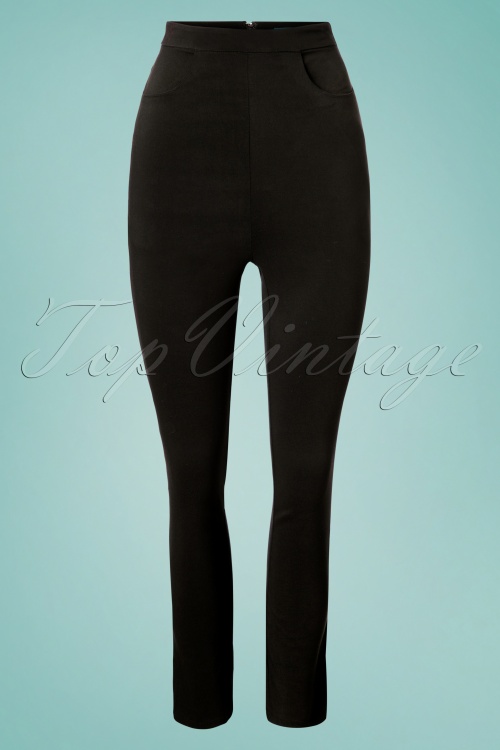 Collectif Clothing - Tali Cigarette Trousers Années 50 en Noir 2