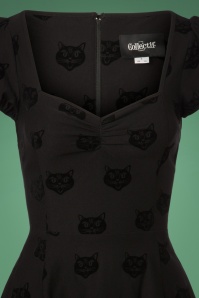 Collectif Clothing - Mimi fluwelen kattenpopjurk in zwart 4