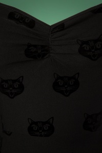 Collectif Clothing - Mimi fluwelen kattenpopjurk in zwart 5