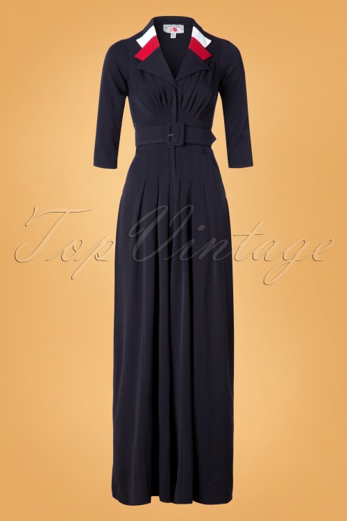Miss Candyfloss Jumpsuit in Navy Red White 133 31 26293 20180913 0003W