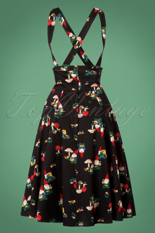 Collectif Clothing - Alexa Gnome Swing Skirt Années 50 en Noir 5
