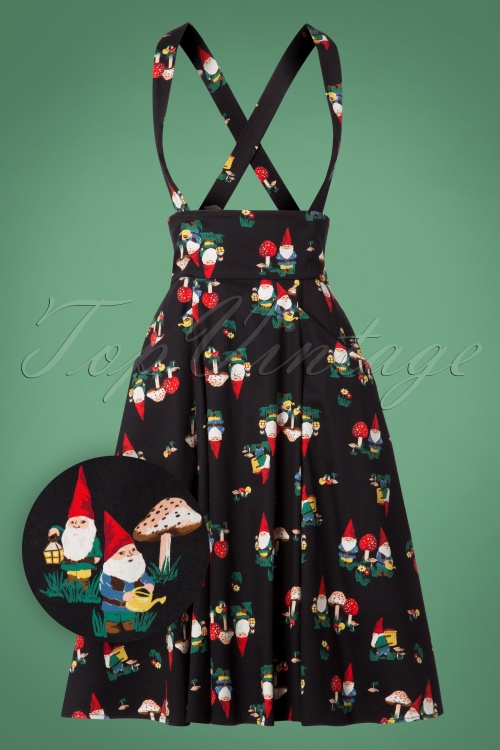 Collectif Clothing - 50s Alexa Gnome Swing Skirt in Black 2