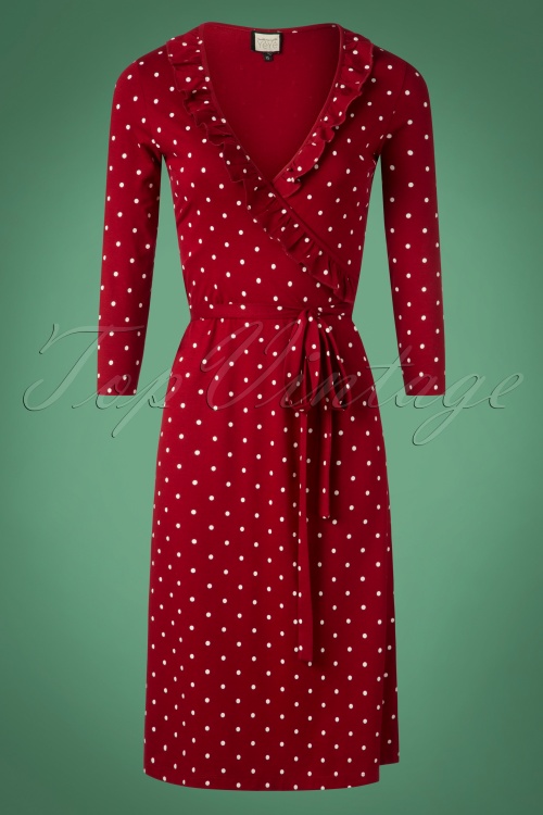 polka dot wrap dress red