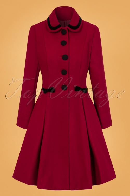 Bunny - 50s Olivia Bow Coat in Dark Red 2