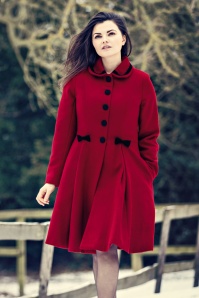 Bunny - 50s Olivia Bow Coat in Dark Red 3