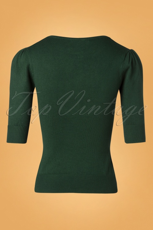 Collectif Clothing - Chrissie Knitted Top Années 50 en Vert 2