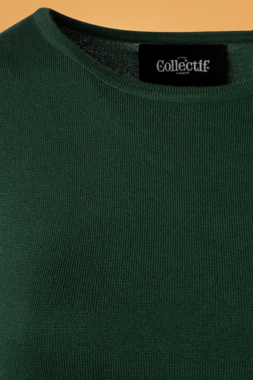 Collectif Clothing - Chrissie Knitted Top Années 50 en Vert 3