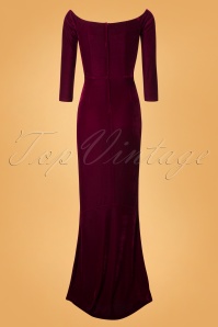 Collectif Clothing - 50s Anjelica Velvet Maxi Dress in Wine 4
