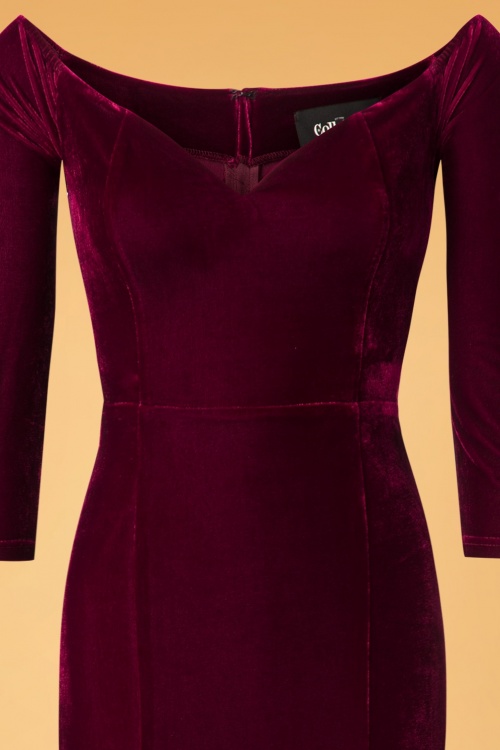 Collectif Clothing - 50s Anjelica Velvet Maxi Dress in Wine 3