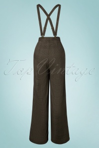 Collectif Clothing - 40s Glinda Librarian Check Trousers in Brown 3