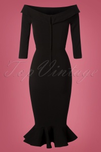 Collectif Clothing - 50s Orla Fishtail Pencil Dress in Black 5
