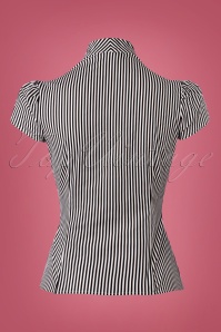 Heart of Haute - 40s Estelle Candy Striped Blouse in Black and White 3