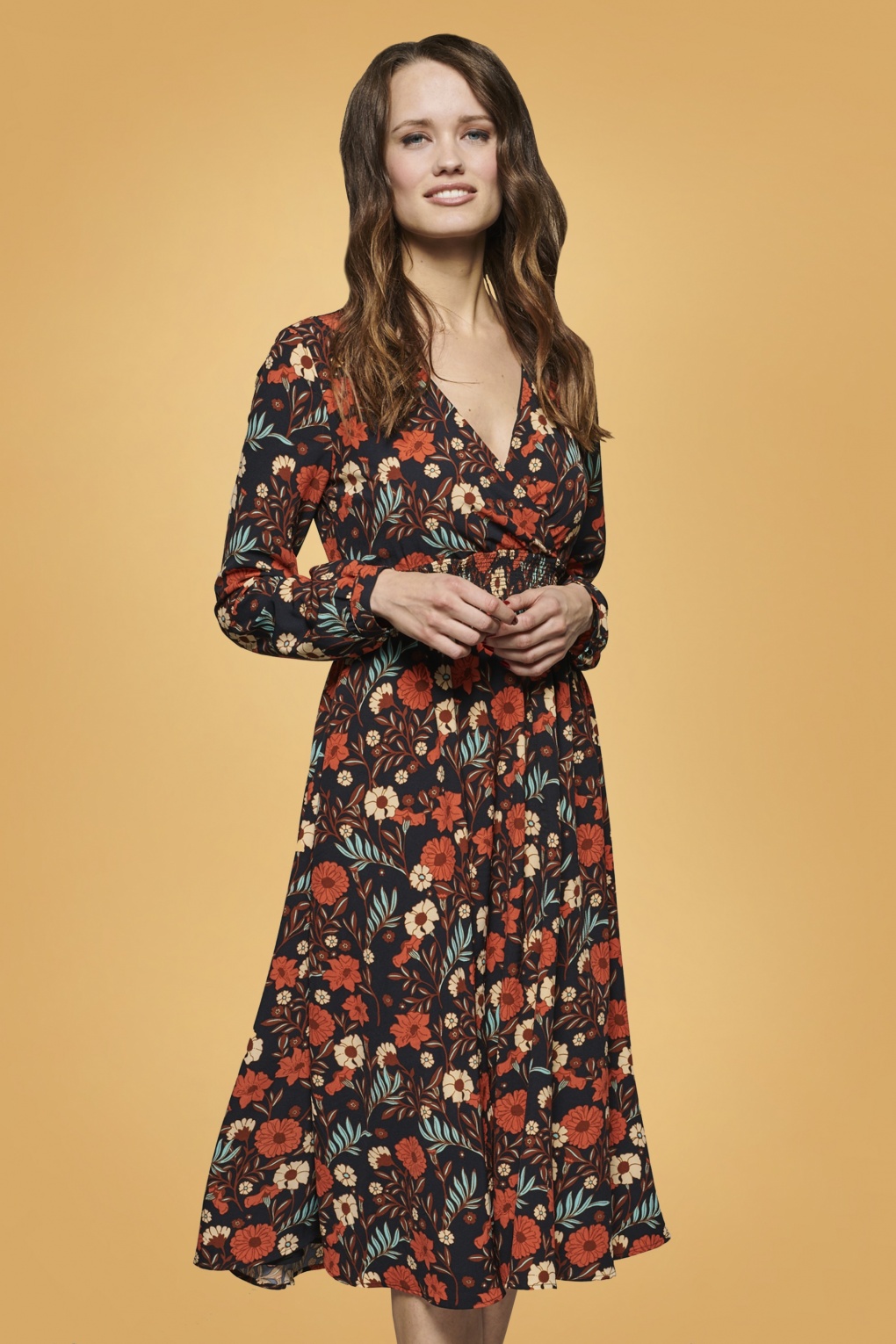 black and orange dress