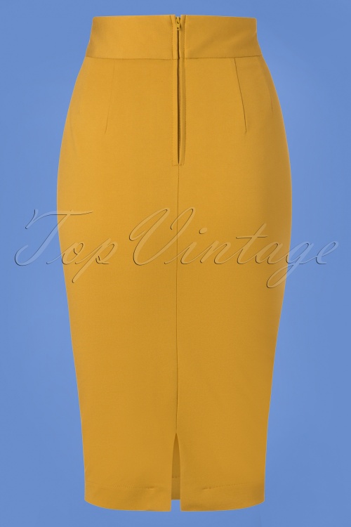 Very Cherry - 50s Classic Pencil Skirt in Mustard Yellow 4