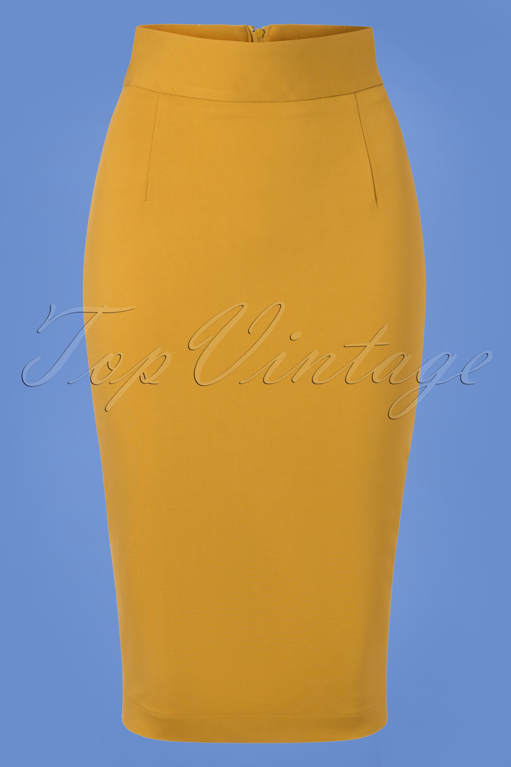 Very Cherry 50s Classic Pencil Skirt in Mustard Yellow Shop at Topvintage