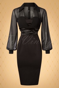 Vintage Diva  - The Norma Pencil Dress in Black 3