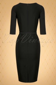 Vintage Diva  - The Ava Hourglass Pencil Dress in Black 6