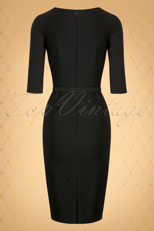 Vintage Diva  - The Ava Hourglass Pencil Dress in Black 6