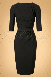 Vintage Diva  - The Ava Hourglass Pencil Dress in Black 3