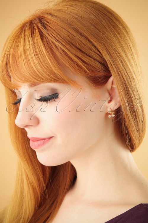 Vixen - Sparkly Cherry Stud Earrings Années 50 en Doré 2