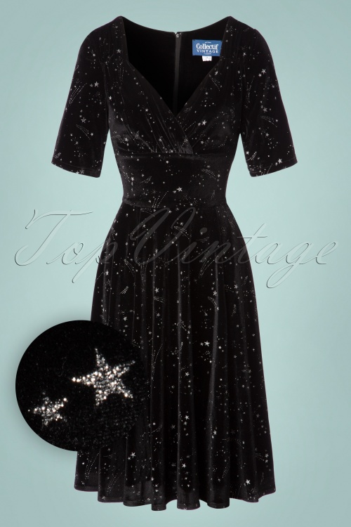 Collectif Clothing - Trixie Make A Wish Doll Dress Années 50 en Noir 2