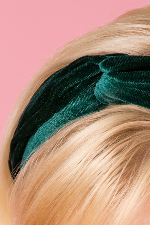 Vixen -  70s Velvet Headband in Emerald Green 2