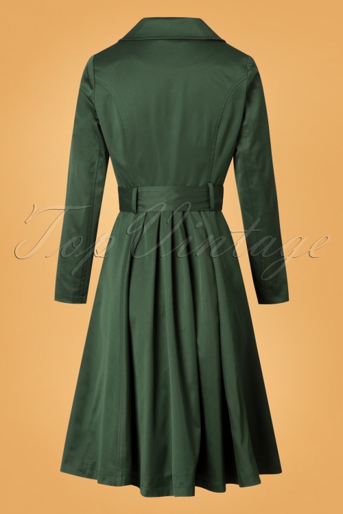 Collectif Clothing - 40s Korrina Swing Trench Coat in Green 7