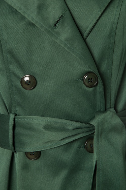 Collectif Clothing - 40s Korrina Swing Trench Coat in Green 6